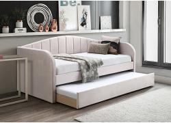 Velvet Upholstered Fabric Finish Day Bed in Pink 1